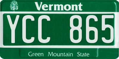 VT license plate YCC865