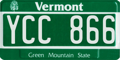 VT license plate YCC866