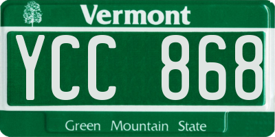 VT license plate YCC868