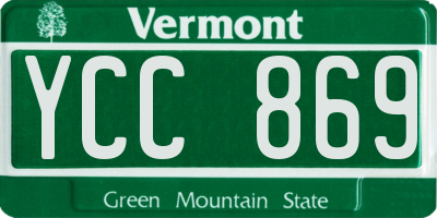 VT license plate YCC869