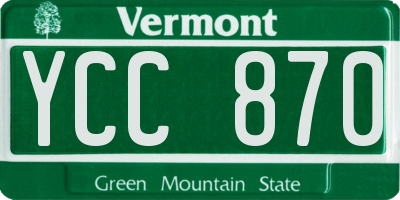 VT license plate YCC870