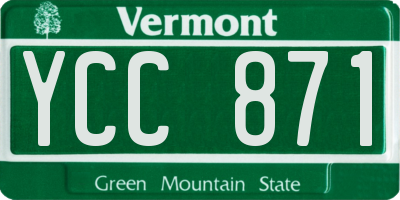 VT license plate YCC871