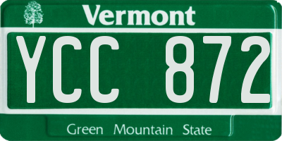 VT license plate YCC872