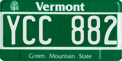 VT license plate YCC882