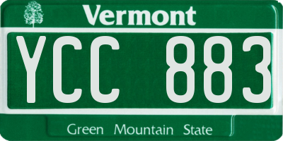 VT license plate YCC883