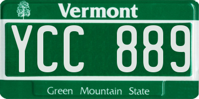 VT license plate YCC889