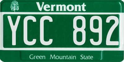 VT license plate YCC892