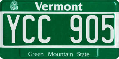 VT license plate YCC905