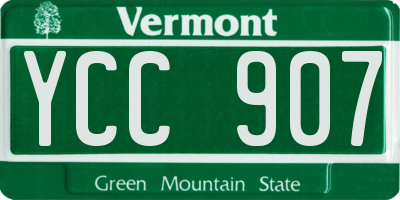 VT license plate YCC907