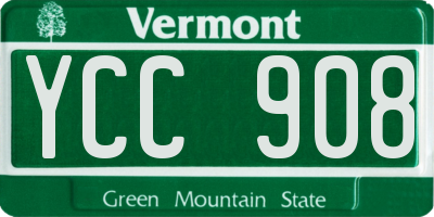VT license plate YCC908