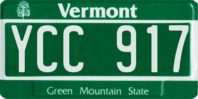 VT license plate YCC917