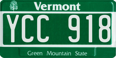 VT license plate YCC918