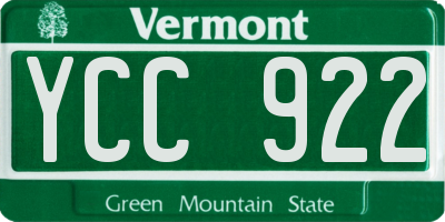 VT license plate YCC922
