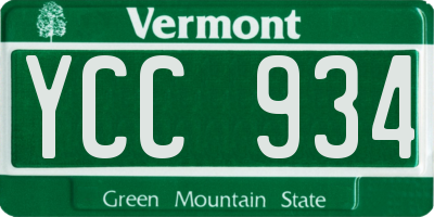 VT license plate YCC934