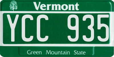 VT license plate YCC935