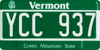 VT license plate YCC937
