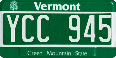 VT license plate YCC945