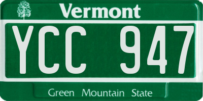 VT license plate YCC947