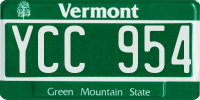 VT license plate YCC954