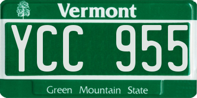 VT license plate YCC955