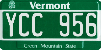VT license plate YCC956