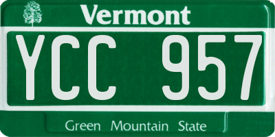 VT license plate YCC957