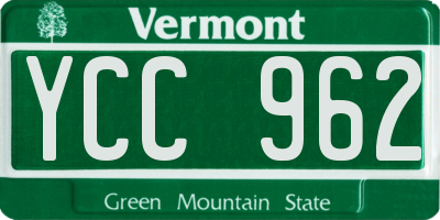 VT license plate YCC962