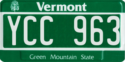VT license plate YCC963