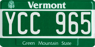 VT license plate YCC965