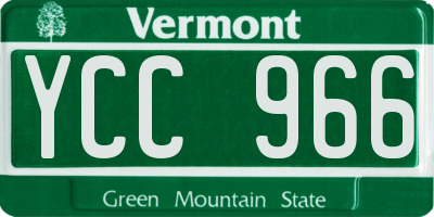VT license plate YCC966