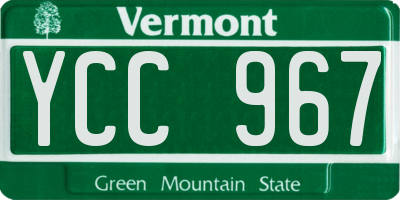 VT license plate YCC967