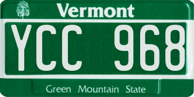 VT license plate YCC968