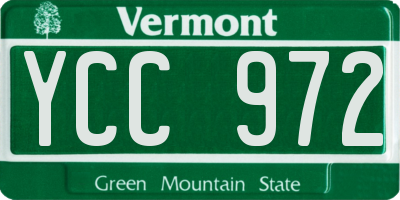 VT license plate YCC972