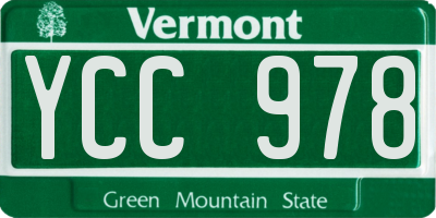 VT license plate YCC978
