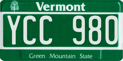VT license plate YCC980