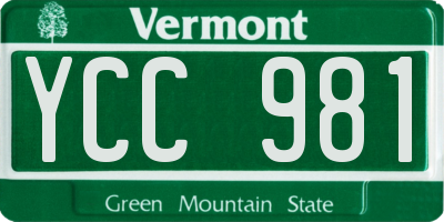 VT license plate YCC981