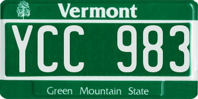 VT license plate YCC983