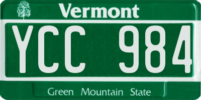 VT license plate YCC984