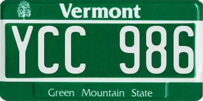 VT license plate YCC986