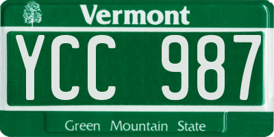 VT license plate YCC987