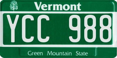 VT license plate YCC988