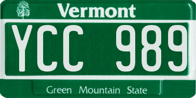 VT license plate YCC989