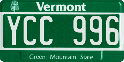 VT license plate YCC996