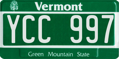 VT license plate YCC997