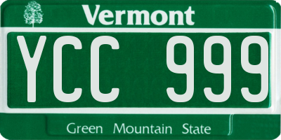 VT license plate YCC999