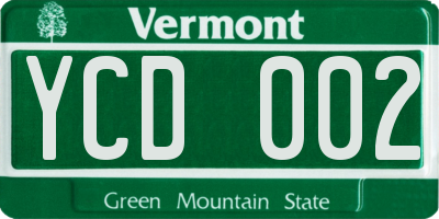 VT license plate YCD002