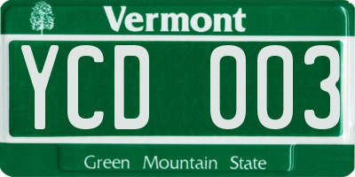 VT license plate YCD003