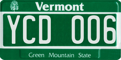 VT license plate YCD006