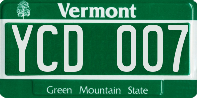 VT license plate YCD007