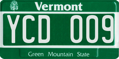VT license plate YCD009